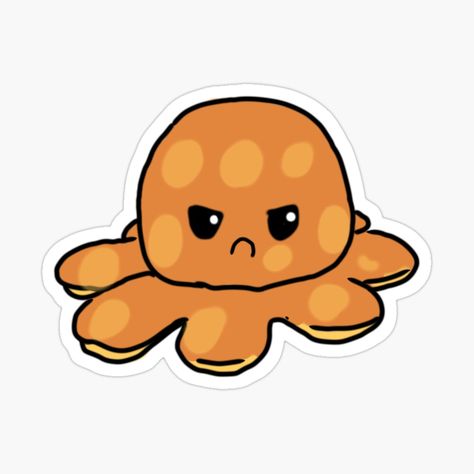 Angry Animal Drawing, Angry Sticker, Angry Octopus, Octopus Sticker, Mood Sticker, Octopus Drawing, Angry Animals, Preppy Stickers, Homemade Stickers