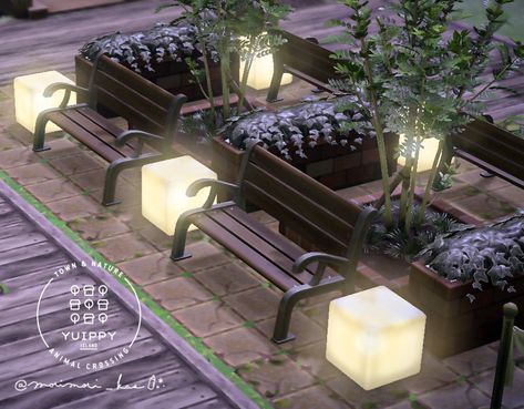 Acnh Nooks Cranny Design Ideas City, Outdoor Ideas Acnh, Modern Acnh Island, Jardin Animal Crossing New Horizon, Acnh Modern Island, Acnh Shino Yard, Acnh Culdesac Ideas, Acnh Shopping Plaza, Animal Crossing Outdoor Ideas