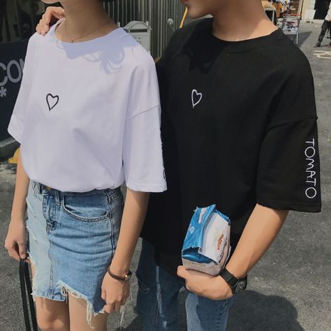 Buy Miss Coco Couple Matching Embroidered T-Shirt | YesStyle Matching Couple Outfits Casual, Korean Women Fashion, Couple T Shirt Design, Couple Shirt Design, Cute Couple Shirts, Cute Couple Outfits, Matching Couple Shirts, Matching Couple Outfits, Korean Fashion Women