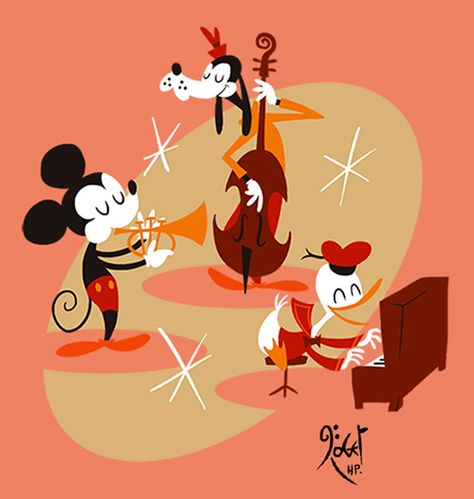 Retro Cartoon by Roger Hoyos, via Behance Retro Illustration 1950s, 50s Illustration, 60s Cartoons, Tom Whalen, Behance Illustration, Herb Alpert, Retro Illustrations, Art Musical, Retro Disney