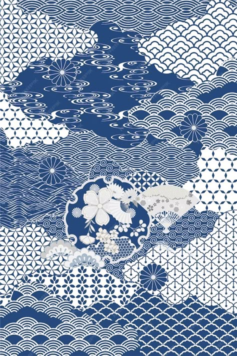 Japanese Art Pattern, Japanese Porcelain Pattern, Japanese Prints Pattern, Japan Pattern Design, Japanese Tattoo Background, Batik Illustration, Japanese Flower Pattern, Japan Travel Outfit, Background Batik