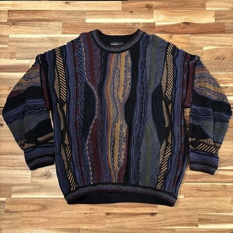 Vintage Coogi Style Baracuta Tundra Men's 3D Knit 90s Biggie Sweater Coogi Sweater Men Outfit, Coogi Sweater, Random Clothes, Yarn Sweater, Fun Clothes, Knit Fashion, Sweater Shop, Cool Outfits, Men Sweater