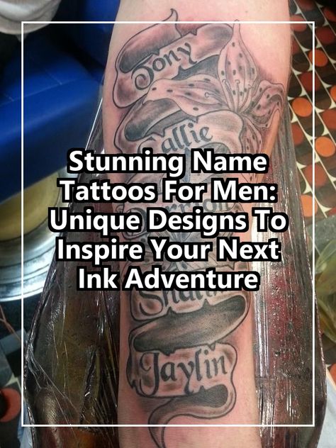 Discover stunning name tattoos for men that blend personal meaning with artistic flair. Our collection features unique designs that will inspire your next ink adventure. Whether you're looking for bold lettering or intricate styles, these name tattoos offer a perfect way to express your identity and honor loved ones. Explore creative ideas and find the ideal tattoo that resonates with your story and style. Transform your skin into a canvas of inspiration today! Names Tattoos For Men, Tattoo Ideas For Men, Bold Lettering, Name Tattoo, Name Tattoos, Love Tattoos, Creative Ideas, Tattoos For Guys, Art Tattoo