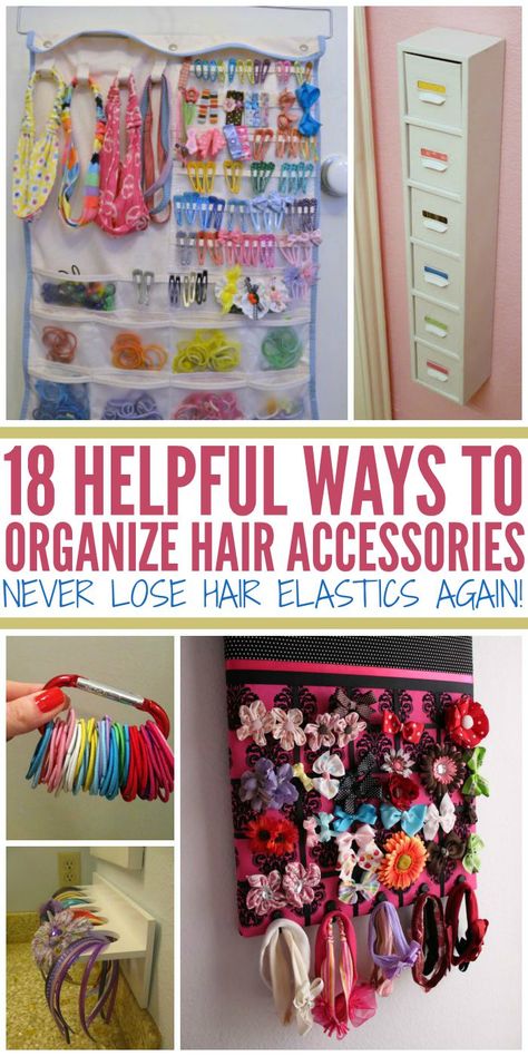 How to Organize Hair Accessories {Never Lose Hair Elastics Again!} - One Crazy House Organize Hair Accessories, Hair Accessory Storage Organizers, Diy Hair Accessories Organizer, Hair Clip Organizer, Hair Product Organization, Hair Bow Organizer, Hair Accessories Holder, Hair Accessories Storage, Bow Organizer