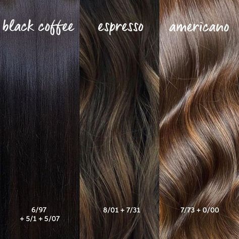 Inspired by the color of your favorite coffee, which brunette hair color would you choose this fall season? Click to discover more brown hair ideas. Mocha Blonde Hair, Wella Hair Color Chart, Toner For Brown Hair, Mocha Brown Hair Color, Coffee Hair Color, Mocha Brown Hair, Mocha Color Hair, Cool Brown Hair, Hair Color Swatches