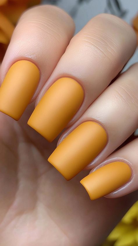 Burnt Yellow Nails, Autumn Yellow Nails, Mustard Yellow Nails, Square Fall Nails, Yellow Fall Nails, Nails 23, Fall Toe Nails, Gold Hair Colors, August Nails