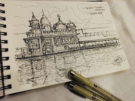 Live sketch of golden temple Sketch Of Golden Temple, Golden Temple Drawing, Golden Temple Sketch, Pen Rendering, Urban Drawing, Minion Painting, Live Sketch, Temple Drawing, Heritage Architecture