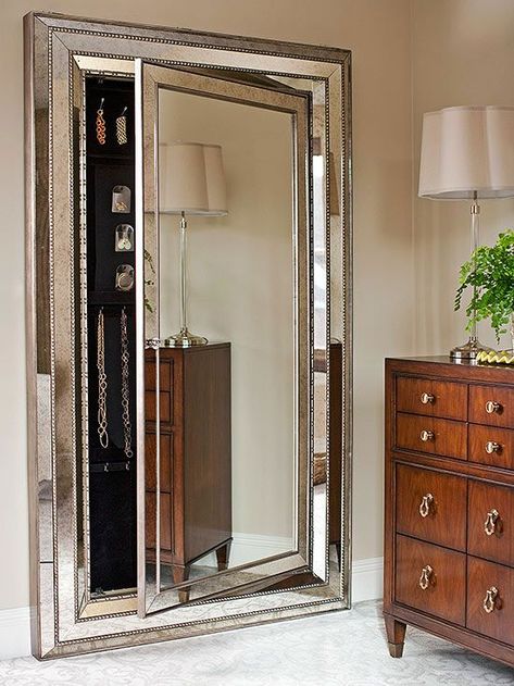 18 Amazing Mirror Closet Door Ideas | Decor Home Ideas Organized Jewelry, Mirror Closet, Closet Mirror, Jewelry Closet, Bedroom Closet Storage, Mirror Closet Doors, Hidden Rooms, Hidden Door, Secret Rooms