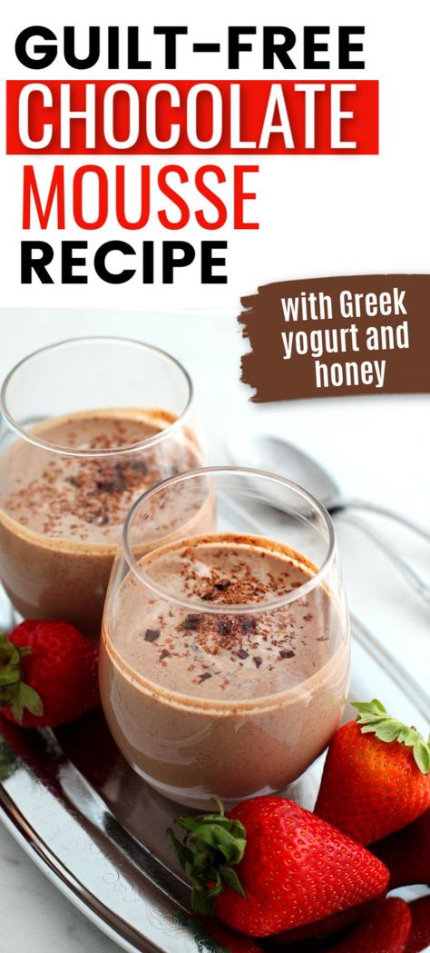 Noom Dessert Recipe, Chocolate Mousse With Greek Yogurt, Low Fat Chocolate Mousse, Low Calorie Mousse Recipes, Greek Yogurt Mousse Healthy, Yogurt Desserts Healthy, Desserts With Plain Yogurt, Greek Yogurt Dessert Bowl, What To Make With Plain Greek Yogurt