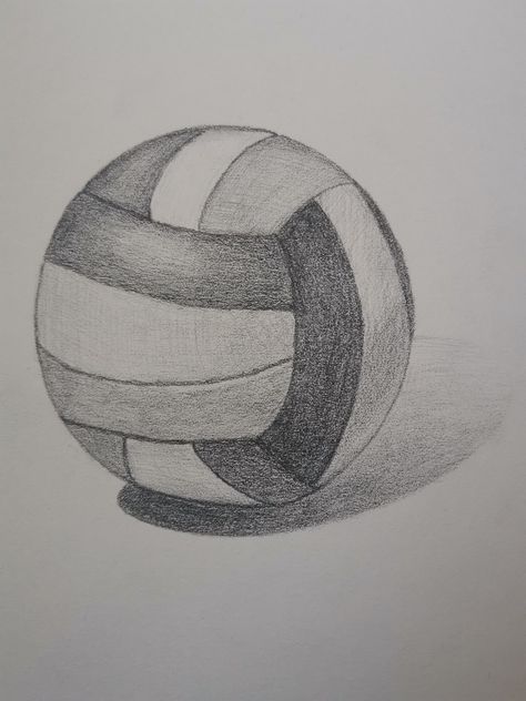 Drawings Of Instruments, Volleyball Drawing Ideas, Easy Still Life Drawing Pencil Sketch, 8 Ball Sketch, Value Art Drawing, Ball Shading, Volleyball Drawings, Volleyball Sketch, Ball Sketch