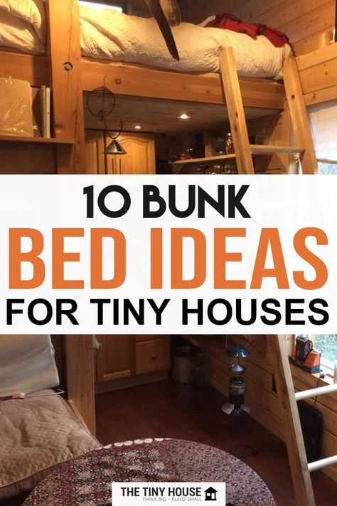 I'm often asked how families or couples with children can all fit into one tiny house. Others want to know how they can find the space to host guests in their tiny houses. Tiny House Bunk Bed, Tiny Home Bunk Beds, Tiny Room Bunk Beds, Tiny House Bunk Room, Bunk Beds For Small Space, Tiny Bunk House, Diy Bunk Beds For Small Spaces, Tiny House Bunk Beds, Ideas For Tiny Houses