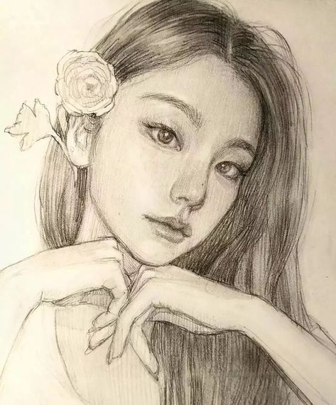 Itzy Yeji Drawing, Yeji Drawing, Fanart Sketch, Gcse Art Sketchbook, Crayon Drawings, Girl Drawing Sketches, Human Figure Drawing, Chinese Art Girl, Pencil Crayon