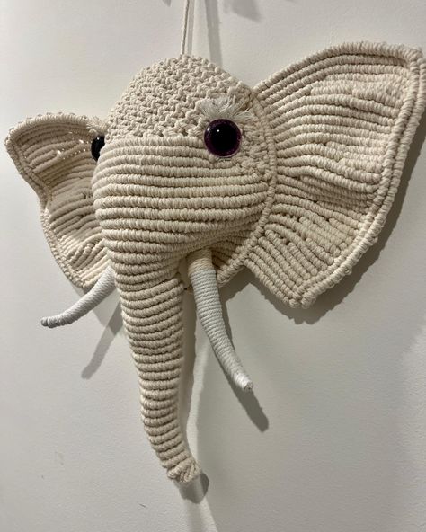 Elephant Macrame, Macrame Elephant, Macrame Home Decor, Large Macrame, Macrame Projects, Macrame, Knot, Elephant, Animals