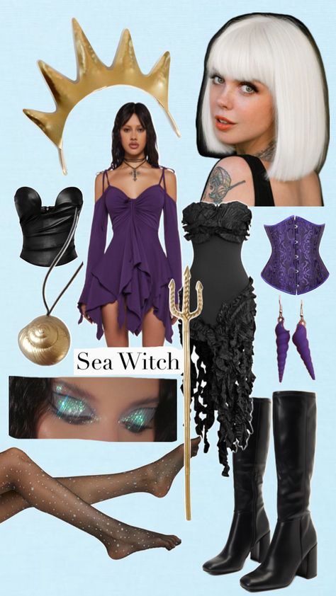 Ursula Halloween Costume Diy, Cute Ursula Costume, Halloween Costumes Ursula, Ursula Fancy Dress, Villain Costumes For Women, Ursela Costume, Disney Villains Halloween Costumes, Ursula Outfit, Ursula Halloween Costume