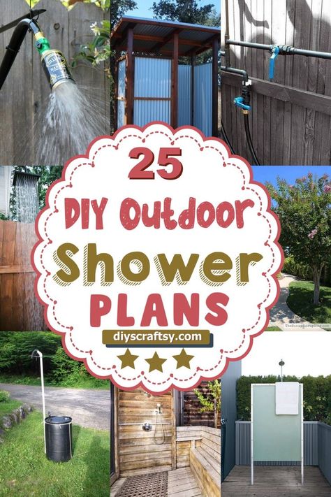 DIY Outdoor Shower Plans Outdoor Shower Plans, Outdoor Camping Shower, Outdoor Shower Diy, Shower Diy, Camping Shower, Diy Shower, Outdoor Diy Projects, Outdoor Shower, Diy Plans