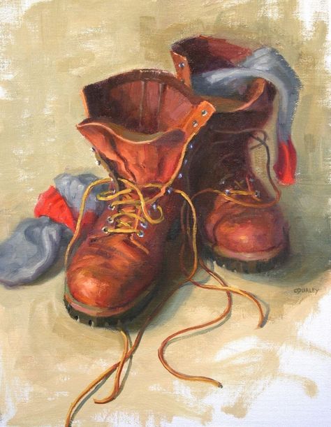 Sara Qualey, Shoes Artwork, Shoe Artwork, Perspective Drawing Architecture, Art Beat, Shoes Illustration, Artist Sketchbook, Simple Joys, Old Shoes