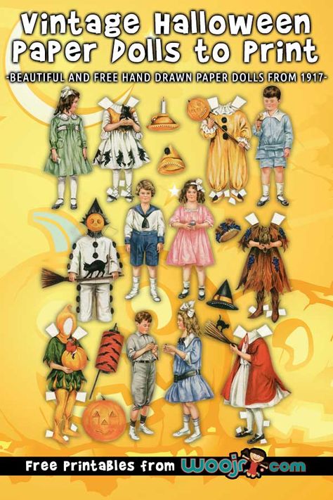 Vintage Halloween Paper Dolls, Paper Dolls Halloween, Halloween Paper Dolls Printable Free, Free Paper Craft Templates, Paper Dolls Book Free Printable, Lol Paper Dolls Printable Free, Halloween Toilet Paper Roll Crafts, Halloween Paper Dolls, Halloween Toilet Paper