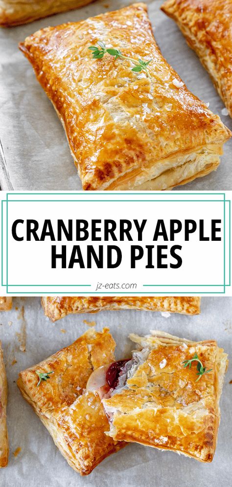 Imagine a warm golden brown puff pastry filled with savory cranberry sauce, gooey brie cheese, and crisp apples; sounds perfect, right? Cranberry Apple Hand Pies are perfect for family get-togethers, holidays, or even when you want a sweet and savory treat on the go. Cranberry Brie Hand Pies, Cranberry Apple Hand Pies, Cranberry Pastry Puffs, Apple Cranberry Turnovers, Cranberry Hand Pies, Apple Cranberry Puff Pastry, Cranberry Pastry Recipes, Apple Puff Pastry Recipes Cream Cheese, Apple Brie Puff Pastry