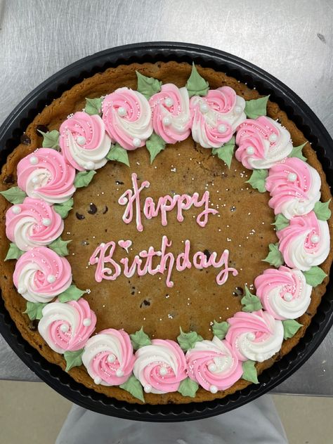 Girly Cookie Cake, Eileens Cookies, Message Cookies, Big Cookies, Cake Treats, Cake Designs For Girl, Cookie Cake Decorations, Cookie Cake Designs, 14th Birthday Cakes