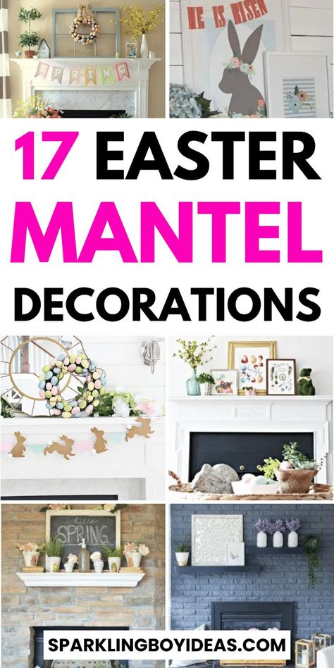 Transform your fireplace into a festive display with our collection of Easter mantle decor ideas. From charming Easter mantle garlands to delightful Easter mantle scapes, add a touch of spring to your home. Explore our collection of DIY Easter mantle decor crafts, including Easter bunny mantle decor, egg mantle decor, lamb mantle decor, and more. Create a lovely Easter theme with our collection of Easter mantle decoration ideas, candle decor, flower decor, and decorating themes. Spring Garland For Mantle, Mantle Decoration Ideas, Easter Fireplace Mantel Decor, Easter Fireplace Mantel, Easter Fireplace Decor, Mantal Decor, Mantle Deco, Diy Mantle, Easter Mantle Decor