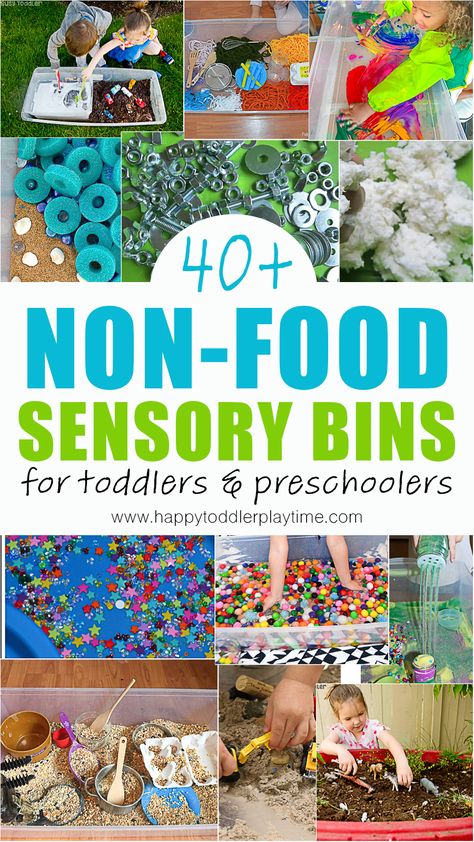 Independent Sensory Activities, Sensory Bins Without Food, Non Food Sensory Table Ideas, Pompom Sensory Bins, Clean Sensory Bins, Easy Clean Up Sensory Bin, Non Food Sensory Bins, Yarn Sensory Bin, Low Mess Sensory Bins