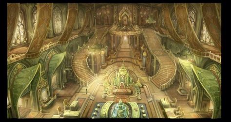 Grand Elven Hall | Stairs - Banquet Hall Desenhos Love, Location Inspiration, Elf House, Fantasy City, Fantasy Castle, Fantasy Setting, Fantasy Places, Fantasy Art Landscapes, Fantasy Concept Art