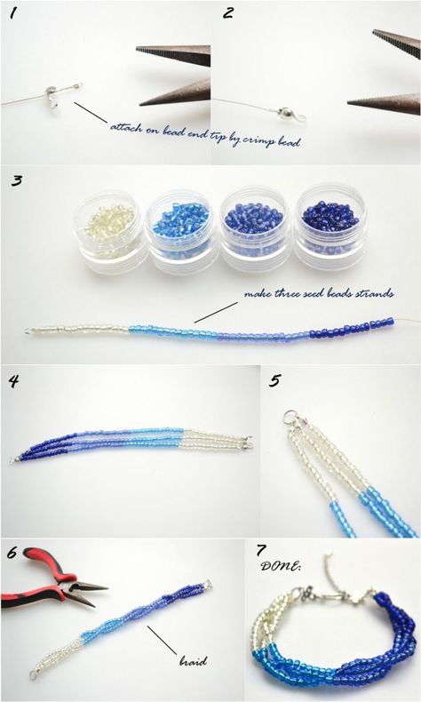 How to make bead jewelry patterns-seed bead bracelet instructions – Pandahall Seed Bead Jewelry Tutorials, Bracelets With Beads, Seed Bead Tutorials, Making Bracelets With Beads, Beaded Jewelry Tutorials, Beads Bracelets, Beaded Bracelet Patterns, Beaded Jewelry Patterns, Jewelry Making Tutorials