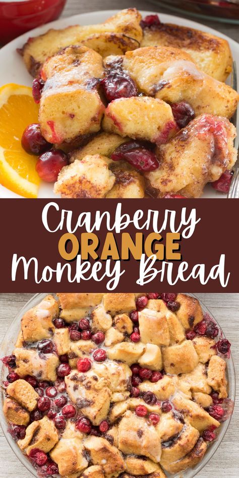 Cranberry Orange Monkey Bread - Crazy for Crust Fruit Monkey Bread, Cranberry Monkey Bread Recipe, Orange Cinnamon Roll Casserole, Cranberry Orange Pull Apart Bread, Cranberry Orange Brioche, Pillsbury Cinnamon Roll Monkey Bread, Pull Apart Cinnamon Rolls Monkey Bread, Apple Monkey Bread With Cinnamon Rolls, Cranberry Cinnamon Roll Monkey Bread