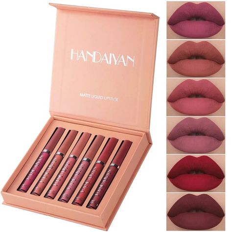 Kiss and Tell: Waterproof 6-Piece Matte Lipstick Set by HANDAIYAN Kiss And Tell, Hot Lipstick, Matte Lipstick Set, Lip Paint, Lipstick Set, Lip Kit, Beauty Guru, Dry Lips, Matte Liquid Lipstick