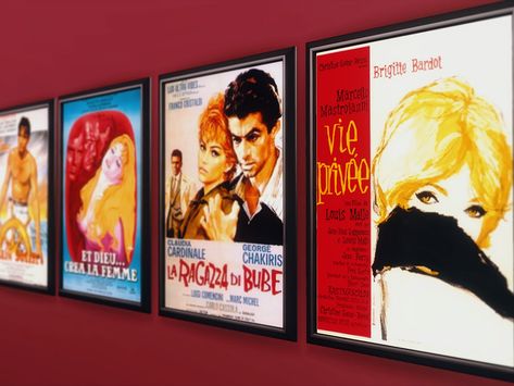 rrtt@4's Movie Poster 1950-60 Italy & France Sims 4 Italy, Bathroom Graffiti, Old Movie Posters, Wallpaper Stickers, Fashion Painting, Brigitte Bardot, Sims 4 Cc, The Sims Resource, Wall Art Pictures