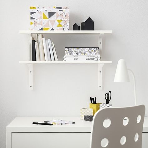 BURHULT/EKBY STÖDIS Wall shelf White/white 59 x 20 cm - IKEA Ikea Burhult, Ikea Store, Diy Closet, Wall Organization, Wall Shelf, Simple Shapes, My New Room, Display Shelves, White White