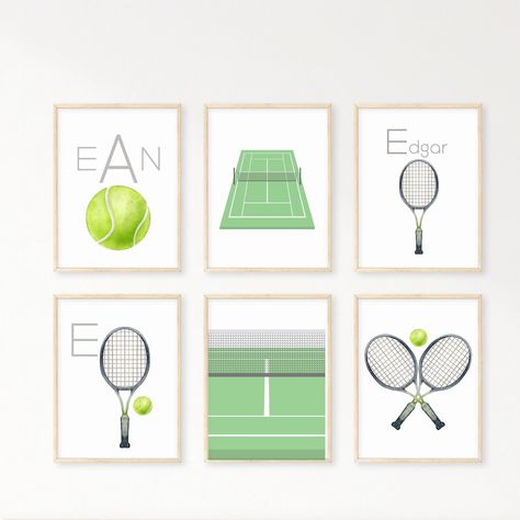 Tennis Decor, Tennis Wall Art, Tennis Wall, Tennis Art, Kids Wall Art, Tennis Player, Big Bows, Art Wall Kids, Wall Art Set