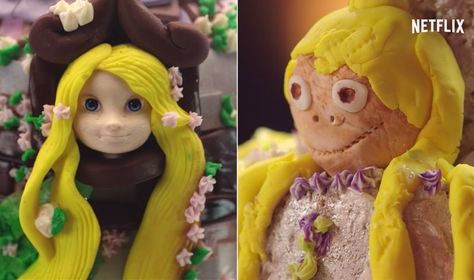 People are loving a new Netflix series about baking fails  and these hilarious side-by-side photos show why Epic Cake Fails, Cakes Gone Wrong, Baking Fails, Bad Cakes, Rapunzel Cake, Cooking Fails, Cake Fails, Fail Nails, Food Fails