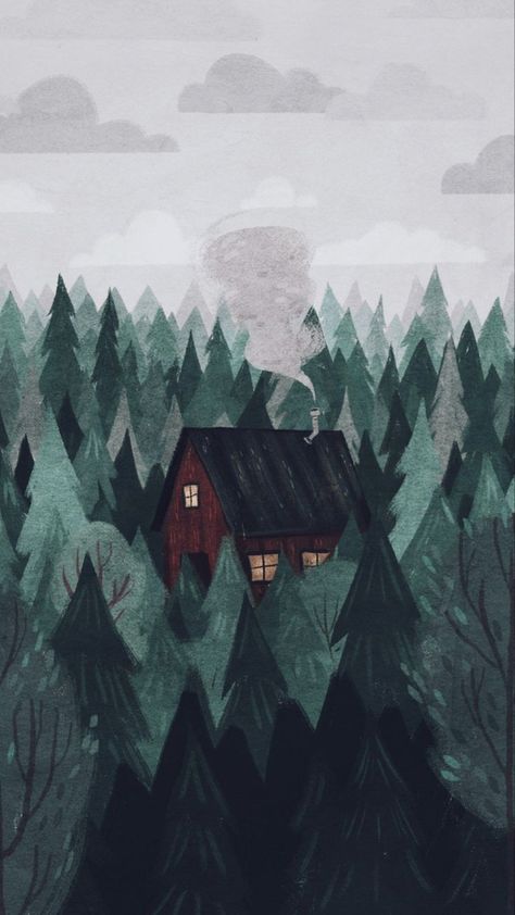 Mustery and cozy home in thw forest. Green Taryn Knight, 숲 사진, Art Mignon, A Cabin, Arte Sketchbook, Cabin In The Woods, Art Et Illustration, A Drawing, Scenery Wallpaper