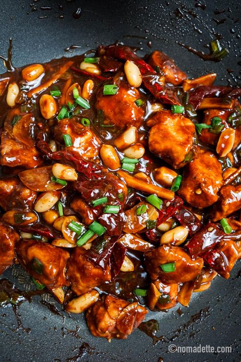 Kung Pao Chicken (improved recipe!) - Nomadette Asian Food With Chicken, Spicy Stir Fry Recipes, Kung Pao Sauce Recipe, December Meals, Bao Recipe, Guyanese Recipes, Kung Pao Chicken Recipe, Marinating Chicken Breast, Asian Dinners