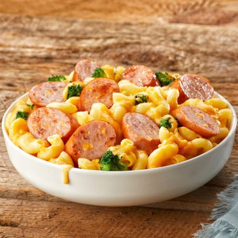 The family will crave this mac and cheese recipe filled with Johnsonville Beddar with Cheddar Smoked Rope Sausage, cavatappi pasta and broccoli florets smothered in a creamy Cheddar cheese sauce. Find the ingredients for a low price at WinCo Foods! Sausage Cavatappi, Brocolli Mac And Cheese, Hillshire Farm Sausage Recipes, Sausage Mac And Cheese Recipe, Johnsonville Sausage Recipes, Sausage Noodles, Rope Sausage, Pasta And Broccoli, Broccoli Sausage