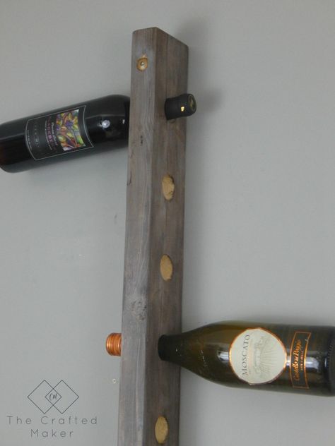 Build this DIY hanging wine rack out of one 2X4 board. For less than a bottle of wine, you can display your wine selection in style. Diy Wall Wine Rack Ideas, Diy Wine Rack Projects, Wine Rack Projects, Bar Nook, Wine Rack Plans, Hanging Plants Diy, Hanging Wine Rack, Wine Rack Storage, Wine Selection