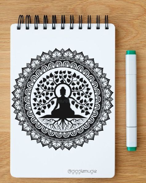 Gautama Buddha Mandala Art, Mandala Unique Art, Anime Mandala Art, Mandala Sketch Simple Easy, Unique Mandala Drawing Creative, Unique Mandala Drawing Easy, Buddha Mandala Artwork, Mandela Art Design, Mandala Art Buddha