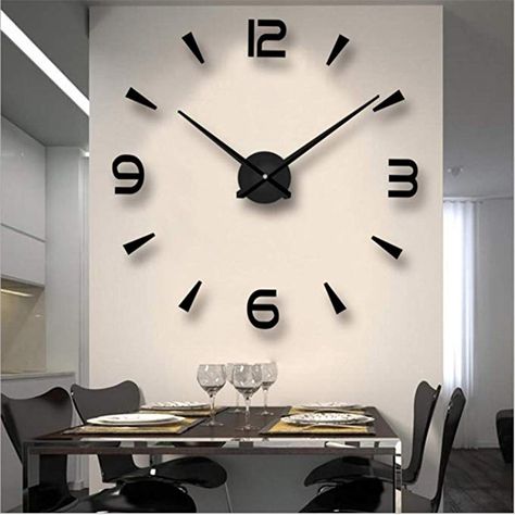 Amazon.com: FASHION in THE CITY 3D DIY Wall Clock Creative Design Mirror Surface Home Decor Wall Sticker Clocks (Black): Garden & Outdoor Wall Clock Sticker, Wall Clock Kits, 3d Wall Clock, Living Room Clocks, Halloween Room Decor, Diy Wand, Diy Wall Clock, Art Clock, Digital Wall Clock