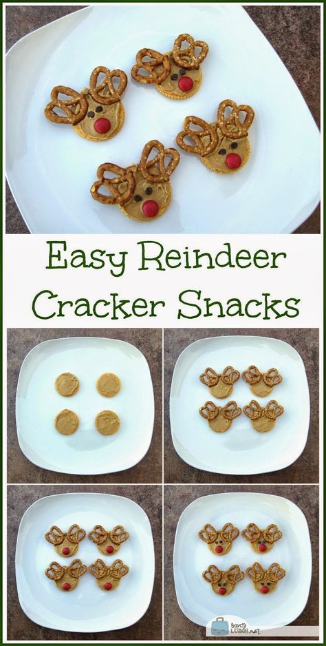 BentoLunch.net - What's for lunch at our house: Make Reindeer Cracker Snacks Snacks For Kids, Preschool Snacks, Whats For Lunch, Christmas Lunch, Holiday Snacks, Cracker Snacks, Xmas Food, Christmas Party Food, Christmas Snacks