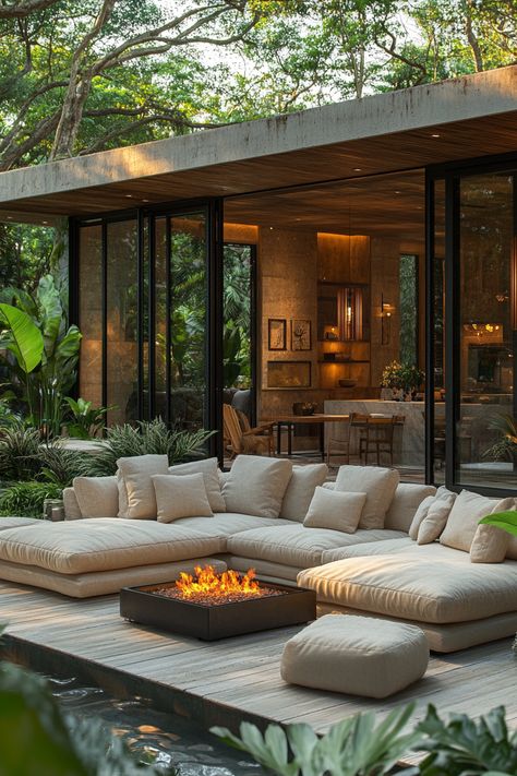 interior design Arizona Patio, Cozy Fire Pit, Modular Sectional Sofa, Entertaining Ideas, Lush Greenery, Modular Sectional, Indoor Outdoor Living, Breath Of Fresh Air, Outdoor Oasis