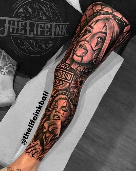 Leg Tattoo On Women, Woman Full Leg Sleeve Tattoo, Full Arm Tattoo Men Sleeve Ideas, Gangsta Leg Tattoo, Chicano Leg Sleeve, Chicano Leg Tattoo, Portrait Leg Sleeve Tattoo, Rapper Leg Sleeve, Leg Sleeve