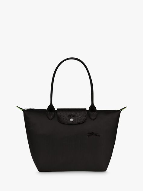 Longchamp Le Pliage Green Recycled Canvas Small Shoulder Bag, Black at John Lewis & Partners Black Longchamp Bag, Longchamp Le Pliage Black, Long Champ Bag, Longchamp Le Pliage Green, Longchamp Bag, Longchamp Bags, Green Handbag, Buy Bags, Small Tote Bag