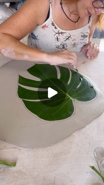 Ceramic Monstera Leaf Bowl, Monstera Leaf Pottery, Folded Wraps, Crystalline Glaze, Leaf Bowl, Bowl Pottery, Pottery Videos, Leaf Bowls, Surf Boards