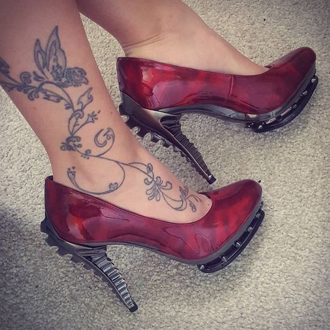 Hades Footwear on Instagram: “@amy_bella_devil's feet look perfect in her Hades heels. 👠  www.HadesFootwear.com | We Ship Worldwide #hadesshoes #hadesfootwear #boots…” Hades Leg Tattoo, Hades Game Tattoo, Tisiphone Hades, Hades Footwear, Gothic High Heels With Metal Feet, Louboutin Pumps, Womens Oxfords, Christian Louboutin Pumps, Oxford Shoes