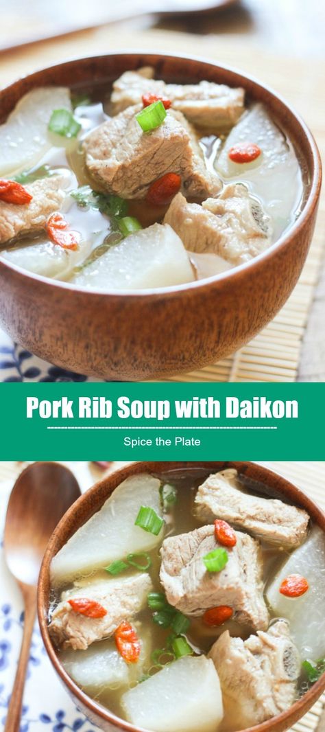 Pork Rib Soup, Daikon Recipe, Pork Soup Recipes, Rib Soup, Pork Bone Soup, Chinese Soup Recipes, Khmer Food, Pork Soup, Asian Pork