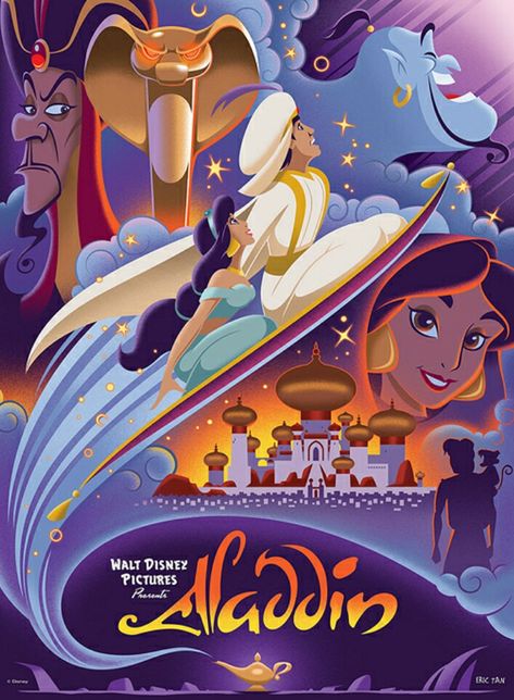 pinterest| @universexox ♏ Aladdin 1992, Disney Movie Posters, Animation Disney, Disney Jasmine, Images Disney, Aladdin And Jasmine, Disney Posters, Film Disney, Princess And The Frog