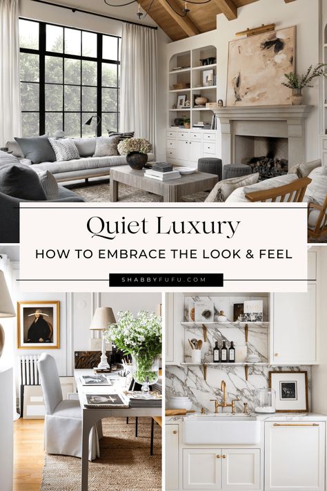 Quiet Luxury, How To Embrace The Look & Feel Quiet Luxury Aesthetic House, Modern Elegance Interior, Quiet Luxury Moodboard, Quiet Luxury Interior Design Living Room, Soft Contemporary Home Interiors, Quiet Luxury Home Decor, Quiet Luxury Living Room, Modern Victorian Decor Living Room, Quiet Luxury Interior Design