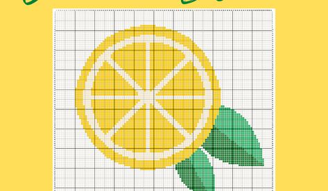 Lemon slice - free cross stitch pattern Lemon Cross Stitch Pattern Free, Free Cross Stitch Pattern, Small Cross Stitch, Lemon Slice, Dmc Floss, Cross Stitch Patterns Free, Free Cross Stitch, Crochet Cat, Cross Stitch Chart