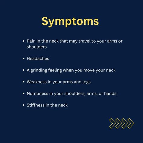 WHAT IS CERVICAL SPONDYLITIS? Cervical spondylitis, also known as cervical spondylosis, is a degenerative condition of the cervical spine resulting from age-related changes in the bones, discs, and joints of the neck. It is characterized by the development of osteoarthritis, bone spurs , and intervertebral disc degeneration in the cervical region SYMPTOMS 1)Headaches 2)A grinding feeling when you move your neck 3)Weakness in your arms and legs 4)Numbness in your shoulders, arms, or hands 5)S... Manual Therapy, Spine Care, Intervertebral Disc, Cervical Spondylosis, Neck Injury, Sports Therapy, Cervical Spine, Injury Recovery, Neck Pain Relief